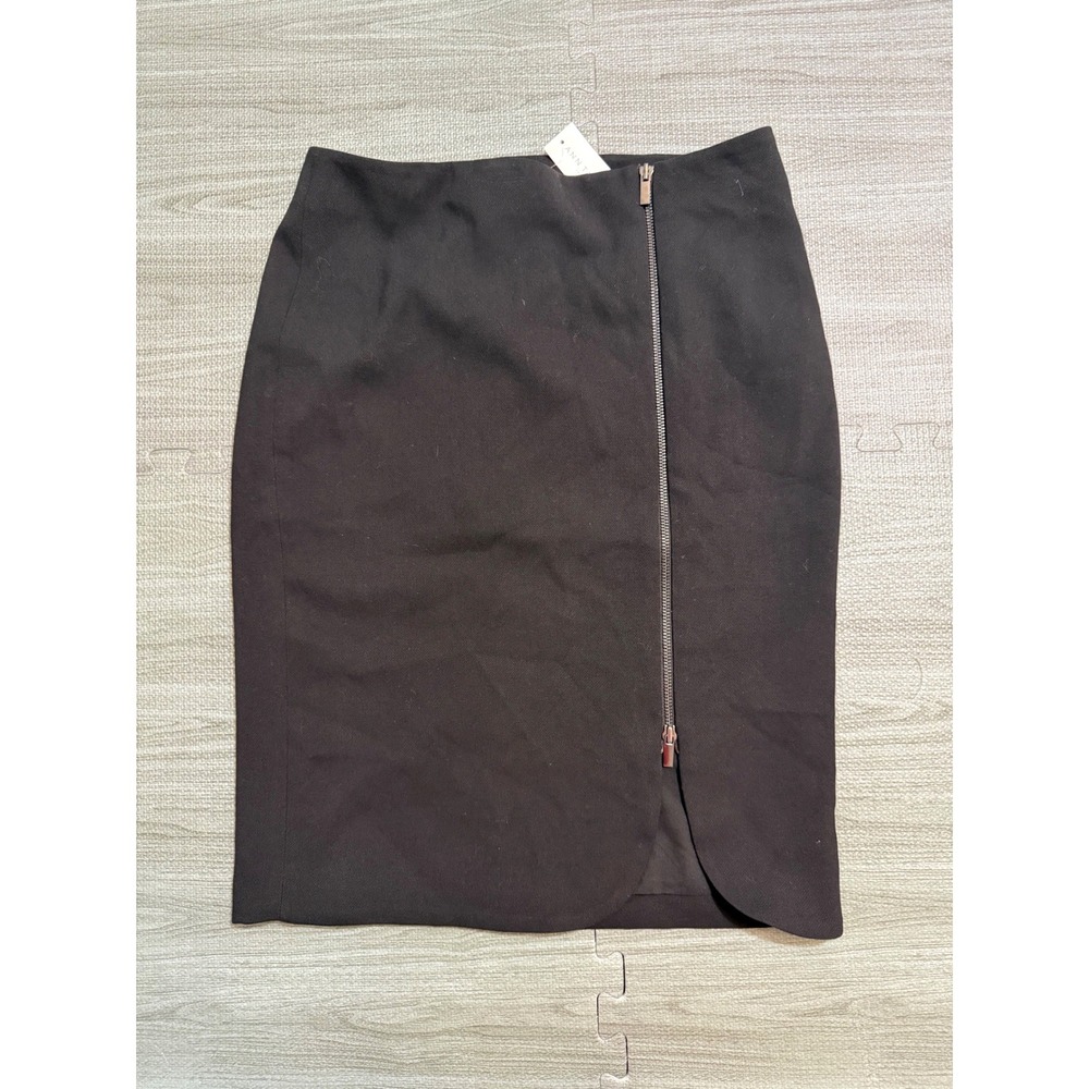 Ann Taylor Factory Women Black Asymmetrical Zip Pencil Skirt Size 6 NWT